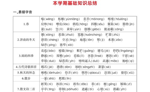 2023秋初中语文七年级上册基础知识总结（4.18MB PDF）百度网盘分享